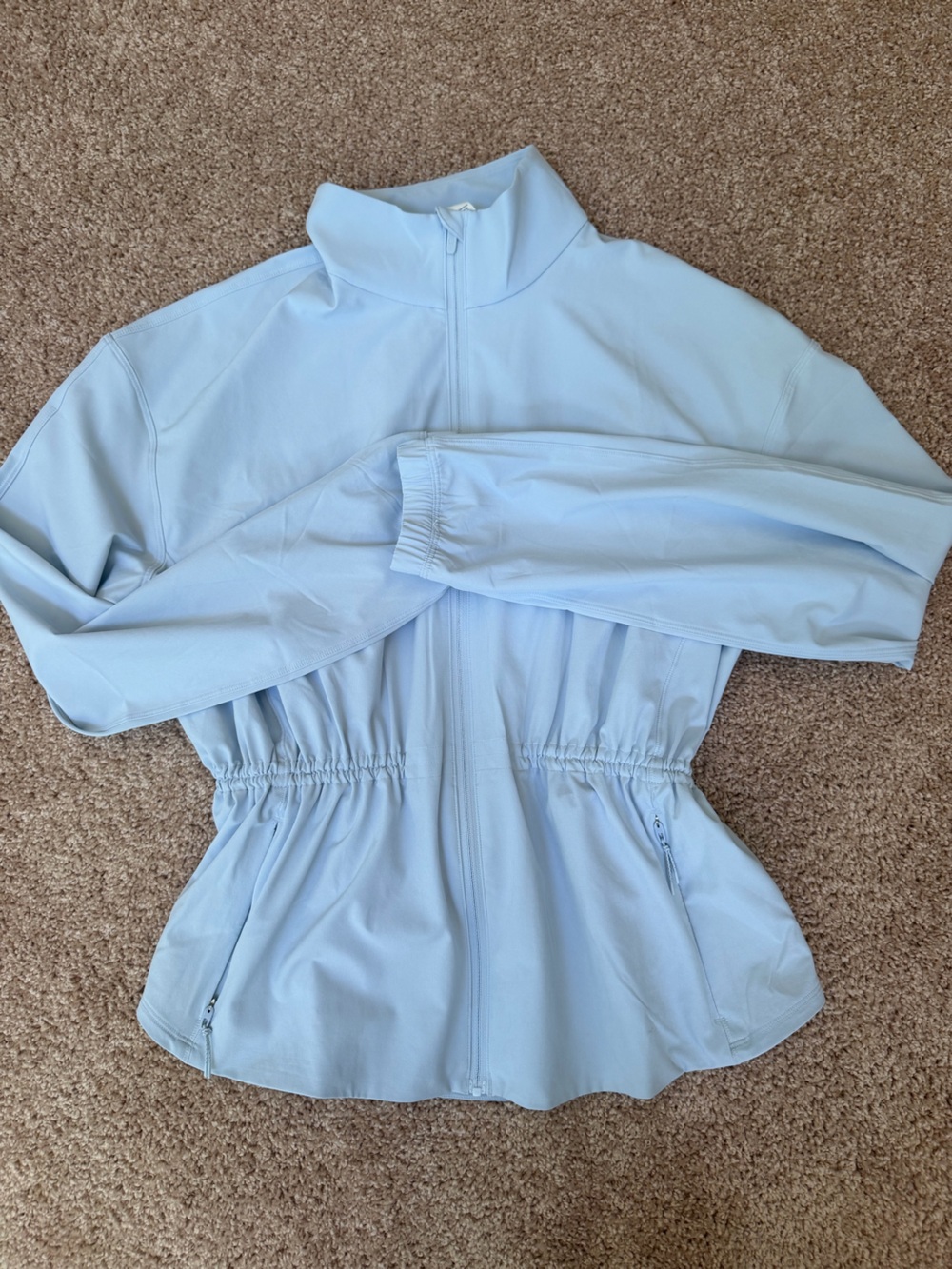 lululemon athletica Light Blue Ruched Waist Zip Jacket